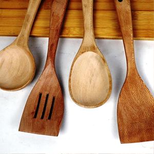 Juego de cucharas para servir ensalada de madera 2P Acacia marrón 1 Hecho EN LA India Servidor de ensalada de madera Utensilio Juego de herramientas de cocina - Product Image 6