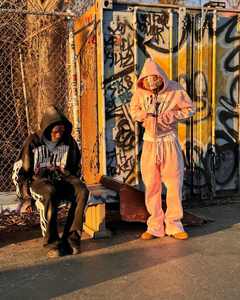 ชุดวอร์มผ้าคอตตอนพิมพ์ลายซิลค์สกรีน2ชิ้นเสื้อฮิปฮอปสำหรับผู้ชายชุดมีฮู้ดมีซิปน้ำหนักมากสำหรับผู้ชาย - Product Image 2