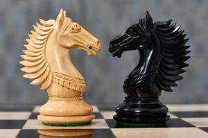 Pièces d'échecs en bois de la série CB Mustang, fabriquées à la main, triple pondération, ébène, bois de laurier, roi de 4,4 pouces, à prix avantageux - Product Image 2