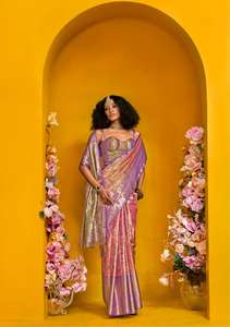 Pure Handloom Rajtex Tissus Dharmavaram Tissage Style Ethnique Soie Motif Floral Conception Saree - Product Image 3