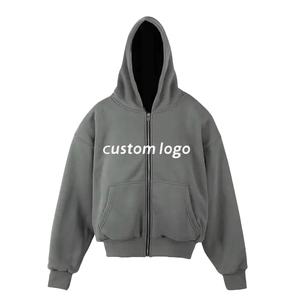 Sweat à capuche zippé uni pour hommes personnalisé, vierge, épais, double couche, sweats à capuche avec veste polaire et fermeture éclair - Product Image 3