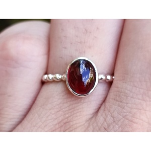 Handmade Boho Women's <b>Ring</b> with Natural Red <b>Garnet</b> Topaz 925 Solid Sterling <b>Silver</b> Oval Gemstone Stylish and Unique - Product Image 1
