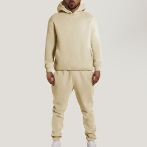 Haute qualité 100% coton deux pièces pantalons de survêtement et sweat à capuche ensemble hommes personnalisé coton lourd 400Gsm pull à capuche hommes survêtements - Product Image 1