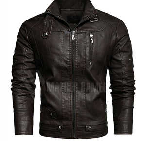 เสื้อแจ็กเก็ตหนังสำหรับผู้ชายเสื้อแจ็คเก็ตหนังสไตล์วินเทจผ้าปักโลโก้ตามสั่งสำหรับฤดูหนาว - Product Image 1