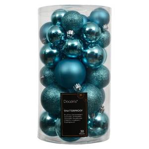 Ensemble de 37 boules de Noël en plastique bleu folklorique de 6 cm Amicasa 9022845, boules de Noël et décorations d'arbre pour décorations festives - Product Image 1