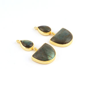 ที่มีคุณภาพดีหลายไฟลาบราดอไลท์ครึ่งวงกลมและลูกแพร์รูปร่าง Diy ต่างหูทำให้คู่เชื่อมต่อทองชุบเครื่องประดับเชื่อมต่อ - Product Image 3