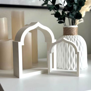 Decoración de Arco de Mezquita de Madera Blanca, Soporte para Mihrab, Adorno de Mesa para Ramadán, Eid Mubarak, Centro de Mesa Islámico para Oficina en Casa - Product Image 1