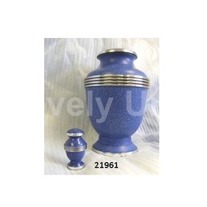Urna para adultos de cremación de latón de mármol azul con urna de recuerdo para cenizas humanas Bolsa de terciopelo gratis - Product Image 1