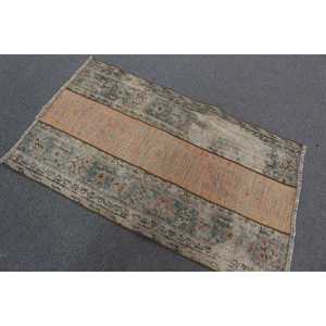 2.8x4.4 ft Vintage Rug, Turkish Rug, <b>Brown</b> Abstract <b>Wool</b> Rug - Product Image 3