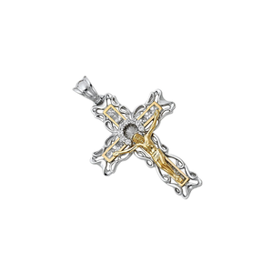 Classic Fashionable 14K Two Tone Gold Plated <b>Crucifix</b> Pendant Religious Christian Jewelry CZ Diamond Zircon Alloy for Children - Product Image 3