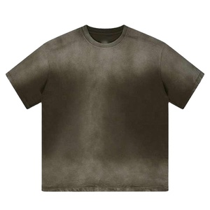 T-shirt Boxy à col rond pour hommes 100% coton surdimensionné à manches courtes avec motif uni d'épaule tombante en fondu de soleil Vente en gros personnalisé - Product Image 1