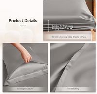 Ensemble de draps en soie 4 Pcs 19 Momme 100% Draps de lit en soie de mûrier naturelle de qualité supérieure Ensembles de literie de luxe-Ultra Soft Durabl (Full Grey)