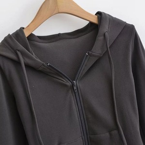 Manga larga Streetwear Bolsillos con capucha Sudadera Deportes Sudaderas con capucha de manga larga Mujer Otoño Cremallera delgada Abrigo recortado - Product Image 6