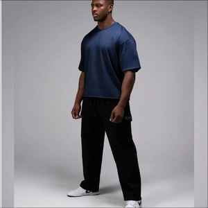 Camiseta de algodón para hombre, camiseta de hombro caído de gran tamaño, camiseta de hombro caído, camisetas de algodón 100% y de peso pesado, precio barato al por mayor - Product Image 2