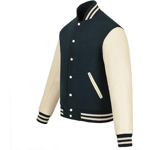 Chaquetas Universitarias de Béisbol para Hombre, Estilo Casual, Color Rojo Otoño y Negro, Mangas de Cuero, Lana, Unisex - Product Image 5