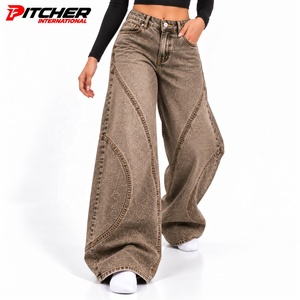 Jeans de Mezclilla Personalizados para Mujer, Estilo Baggy, para Marcas de Ropa Urbana, MOQ Bajo, Producción de Marca Privada - Product Image 4
