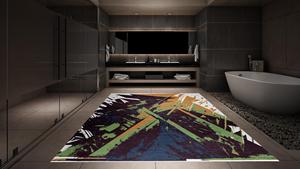 Alfombras de área de lana anudadas a mano de pelo medio, estilo persa, con patrón abstracto, ecológicas, únicas, para sala de estar, oración, bar o ejercicio. - Product Image 4