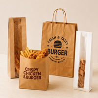 Sac en papier kraft brun de qualité alimentaire imprimé avec logo personnalisé, écologique, biodégradable, pour emballages à emporter, pain, en-cas, sandwichs