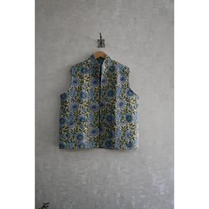 Chaleco Acolchado de Algodón Ecológico Hecho a Mano para Mujer, Estampado en Bloques, Sin Mangas, Estilo Étnico, con Botones - Product Image 2