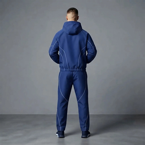 Ensemble 2 pièces coupe-vent sur mesure pour homme, couleur unie avec passepoil, éco-responsable, coupe classique, style hip hop, survêtement homme - Product Image 5