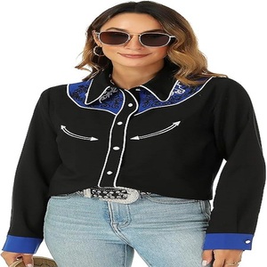 Top bordado de manga larga para mujer de calidad superior, cuello de botón de secado rápido, Color personalizado, ajuste clásico, Primavera, Tallas grandes - Product Image 1