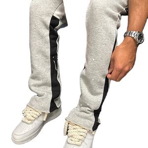 Alta calidad personalizado hombres lavado oscuro Flare Jogger pantalones Patchwork cintura elástica pantalones de chándal antiarrugas Hip Hop bordado 2026 - Product Image 5
