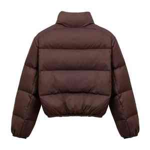 Envío Directo 2024 Chaqueta Acolchada Tejida Mexicana para Mujer, Chaqueta Corta Holgada de Invierno y Otoño, Cuello Estándar Sólido - Product Image 2