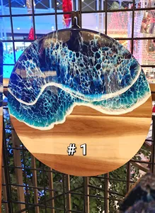 Dessous de verre en bois résine océan vague personnalisé fait à la main napperons design mignon pour la décoration intérieure cuisine Table porte-gobelet tapis en liège Mehak - Product Image 3