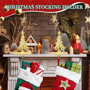 Soporte de calcetín navideño de Metal de lujo Premium para chimenea Mantel Holiday Festive Hanging Display Rack Organizer - Product Image 5