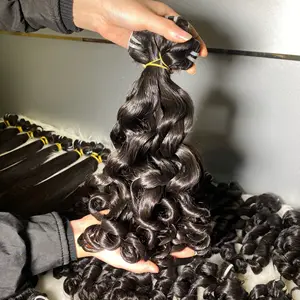 New Style Vietnamese Bouncy Curl Human Hair Bundle Ocean Curly Weave Virgin Fumi Hair And HD Closure Texture