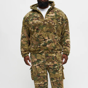 Sweat à capuche zippé camouflage pour homme, surdimensionné, épais, lourd, en molleton 100 % coton de haute qualité, personnalisé, écologique, automne - Product Image 2