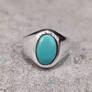 Wholesale <b>Mens</b> Ring New Arrival Natural Turquoise Gemstone December Birthstone Father's Day <b>Jewelry</b> 925 Sterling Silver Ring - Product Image 3