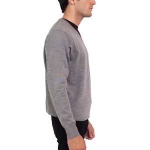 Pull de couleur grise en laine unie Style simple Casual Winter Wear Pull à manches longues et col en V - Product Image 4