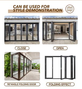 <span class=keywords><strong>Porta</strong></span> Pieghevole in Alluminio <span class=keywords><strong>a</strong></span> Doppio Vetro con Design Sottile e Funzione di Risparmio Energetico <span class=keywords><strong>per</strong></span> Sala da Pranzo, Soggiorno e Cortile - Product Image 4