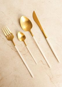 Vente flash : Ensemble de couverts en acier inoxydable doré, couteau, fourchette, cuillère, argenterie, couverts en or, argenterie - Product Image 6