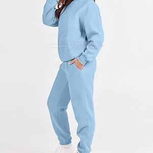 Trajes de sudor transpirables personalizables de alta calidad para mujer Conjunto de invierno de patrón sólido Venta totalmente en línea - Product Image 4