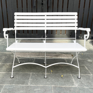 Silla de Jardín Plegable Doble de Madera de Melaleuca REFORD GBD008 con Estructura de Hierro Pintado de Blanco - Product Image 5
