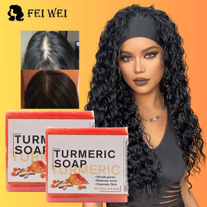 FEIWEI Organic Natural Herbal Tumeric Handmade Bar <b>Soap</b> Anti-<b>Acne</b> Dark Spots Removal Whitening Turmeric Balm <b>Soap</b> - Product Image 3