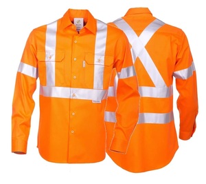 HCSPカスタムワークワークウェア視認性の高い安全性ハイビスシャツ反射安全シャツ長袖レール反射ストリップ - Product Image 1