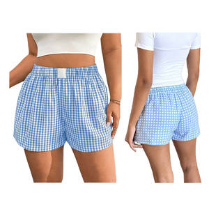 Shorts de Verano 2025 para Mujer, Cintura Alta, Ajustados, Transpirables, Casuales, para Descansar, Dormir, Cintura Elástica Regular, Lisos, Teñidos, con Logotipo, para Playa - Product Image 2