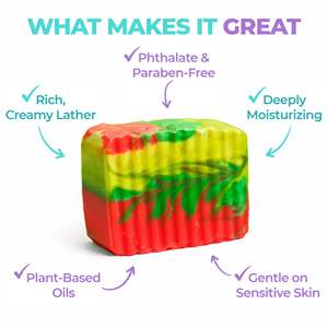 Savon Solide Artisanal Endless Summer, Antiseptique et Blanchissant, pour le Bain et les Toilettes, Infusé au Beurre de Karité, Huile d'Olive, Lait, Fraise, Citron - Product Image 4