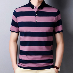 Polo de algodón de calidad superior para hombre, pecho, tres rayas, costura de Color, alta calidad, 100% algodón, polos para hombre - Product Image 3
