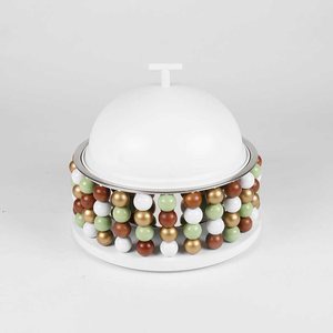Ensemble de chauffe-plats de luxe en acier inoxydable avec couvercle blanc, durable, antiadhésif, écologique, compatible avec les cuisinières à gaz, pour buffet - Product Image 2