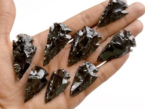 Puntos de punta de flecha de obsidiana negra, fabricación de joyas y envoltura de alambre, tallado de piedra, lote de decoración de flecha cornalina áspera Natural - Product Image 5