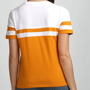 Camisetas de cuello redondo Diseño personalizado Rayas Casual O Cuello Camisetas para mujeres - Product Image 3