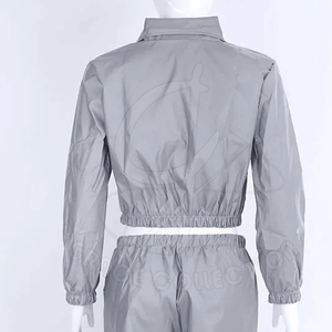 2024, conjuntos de Top corto de dos piezas para mujer con estampado de logotipo personalizado, cortavientos de punto de alta calidad con pantalón con cintura elástica - Product Image 5