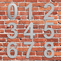 Plaque de numéro de maison personnalisée en acier inoxydable, numéro 2, plaque de numéro d'adresse moderne en métal, plaque murale extérieure pour porte