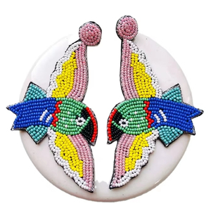 Fabriqué à la main nouvelle arrivée Design classique femmes mode perlé oiseaux boucle d'oreille pour vêtements de fête disponible au prix de gros pour l'exportation - Product Image 1