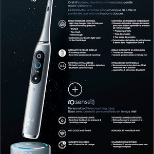 Brosse à dents électrique rechargeable Oral-B iO Series 10 avec capteur de pression visible pour protéger les gencives, minuteur 2 min, 7 modes de nettoyage - Product Image 1