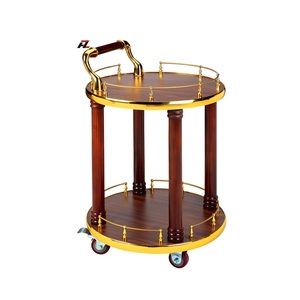 Hotel Restaurant Furniture Metal Mobile Serving Bar Cart Luxury Kitchen Antique Stainless Steel Food Wooden Tea Trolleys